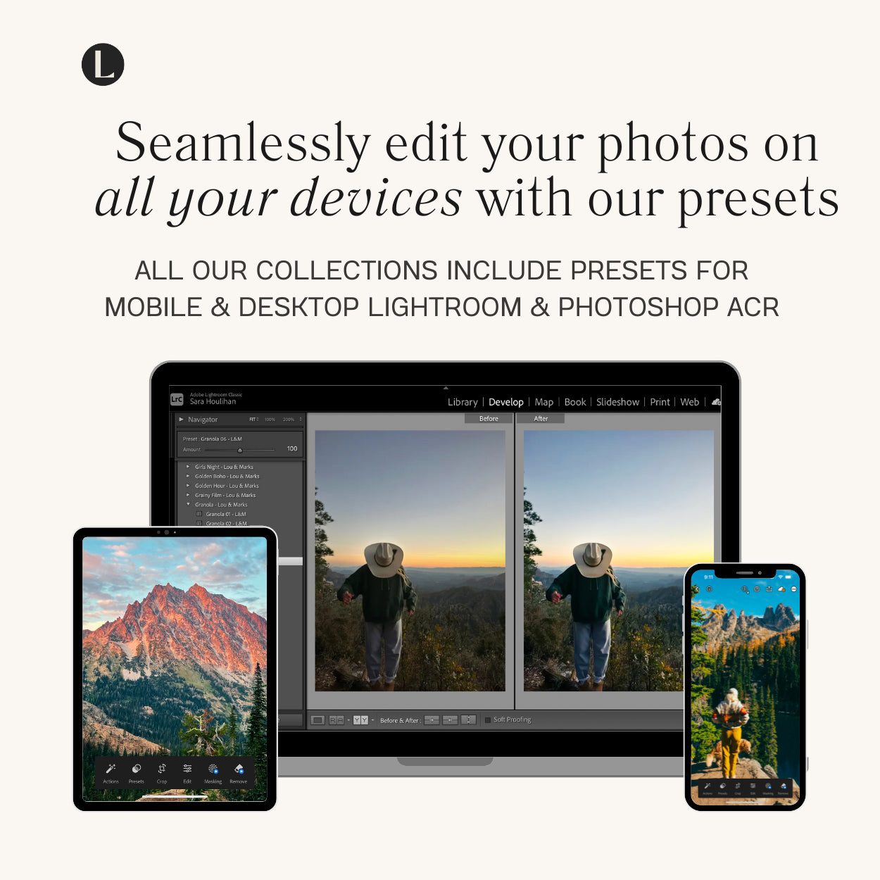 Granola Landscape Lightroom Presets for photographer and Instagram influencer photo editing in Adobe Lightroom by Lou And Marks Presets