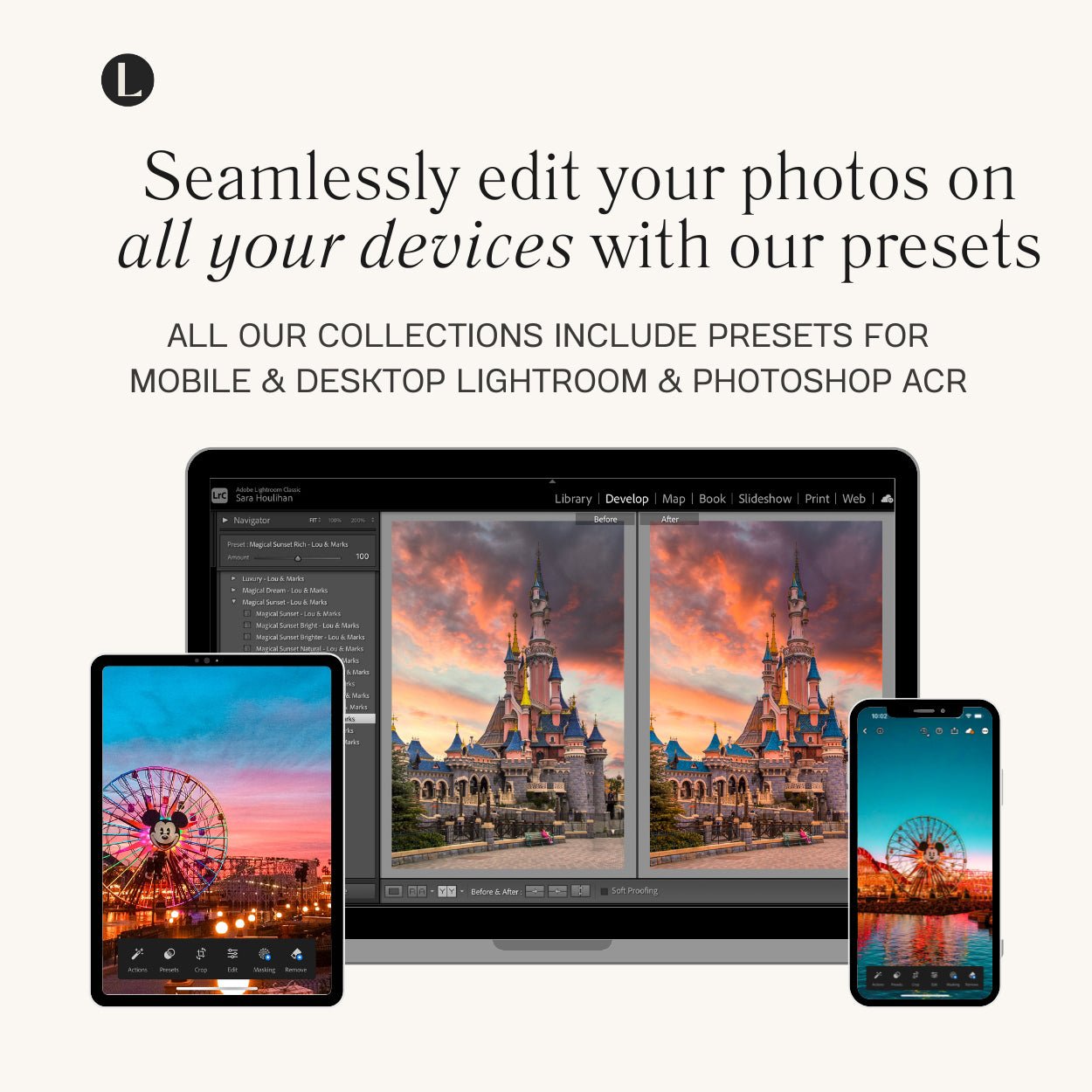 Mobile and Desktop Magical Sunset Disney Presets And Disney Lightroom Presets For Sunset Photo Editing