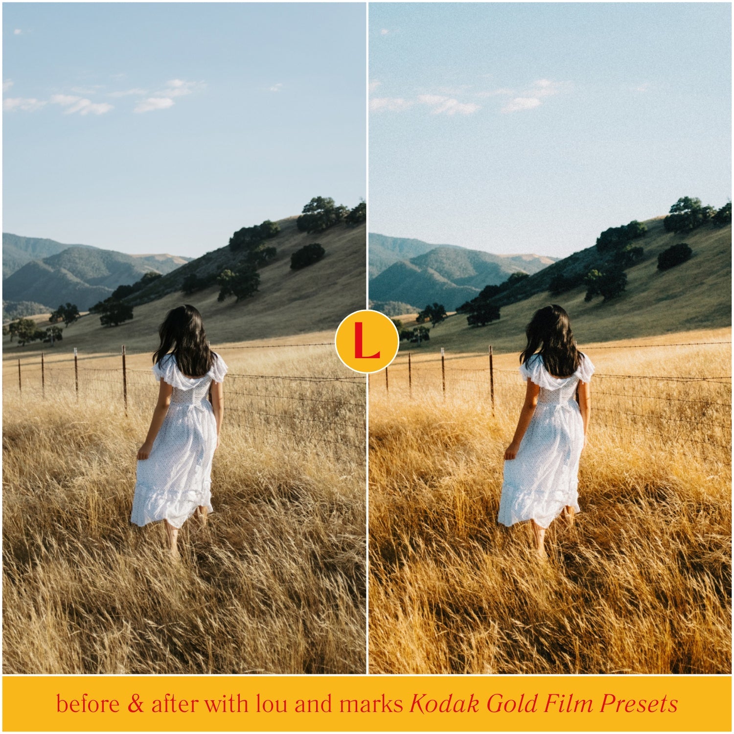 Kodak Gold Film Lightroom Presets for photographer photo editing and Instagram photo editing in Adobe Lightroom in one click for bloggers