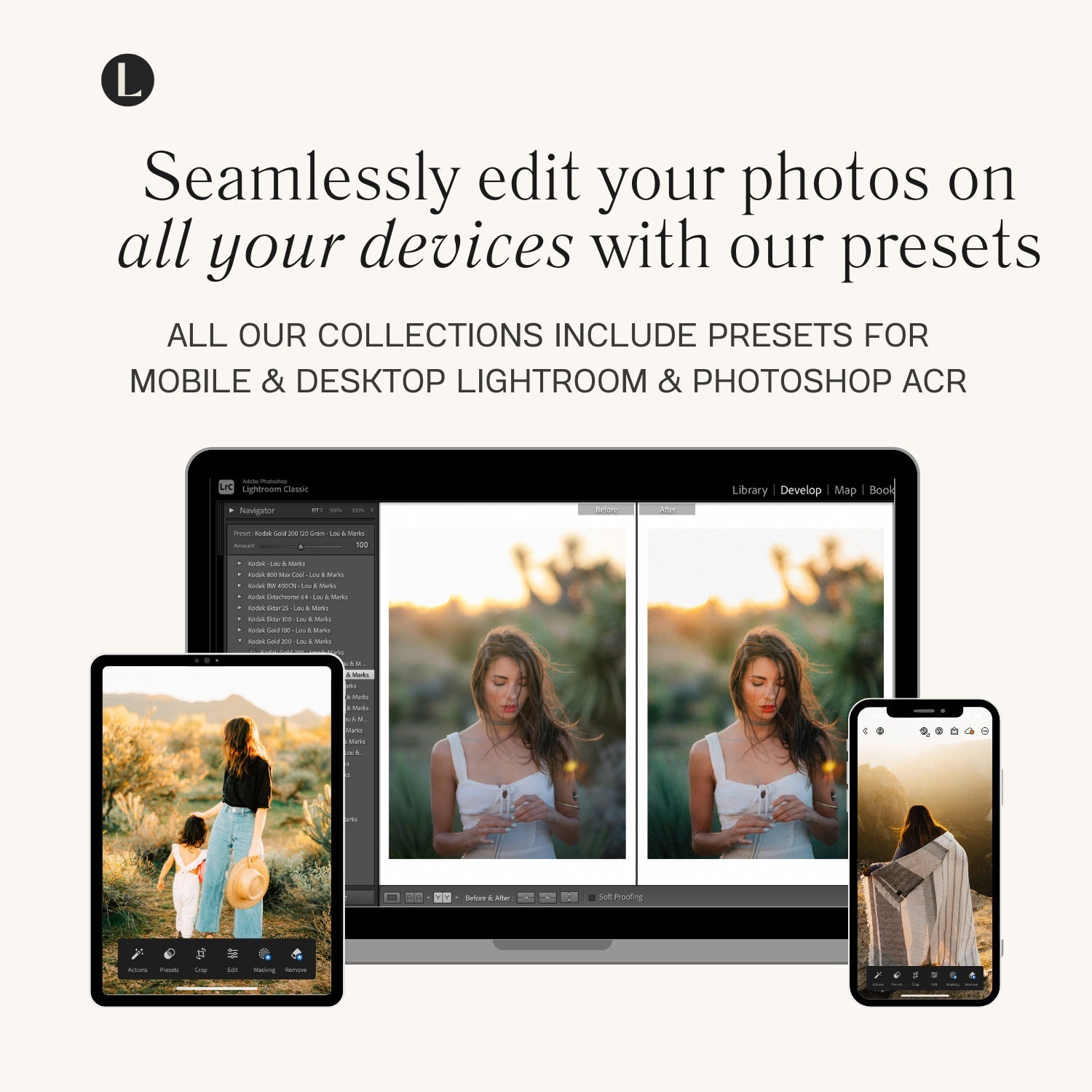 Kodak Gold Film Lightroom Presets for photographer photo editing and Instagram photo editing in Adobe Lightroom in one click for mobile and desktop