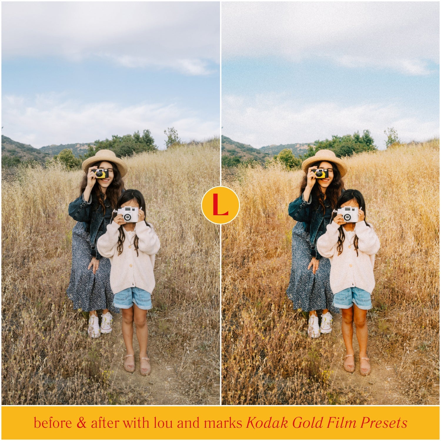 Kodak Gold Film Lightroom Presets for photographer photo editing and Instagram photo editing in Adobe Lightroom in one click by Lou And Marks Presets