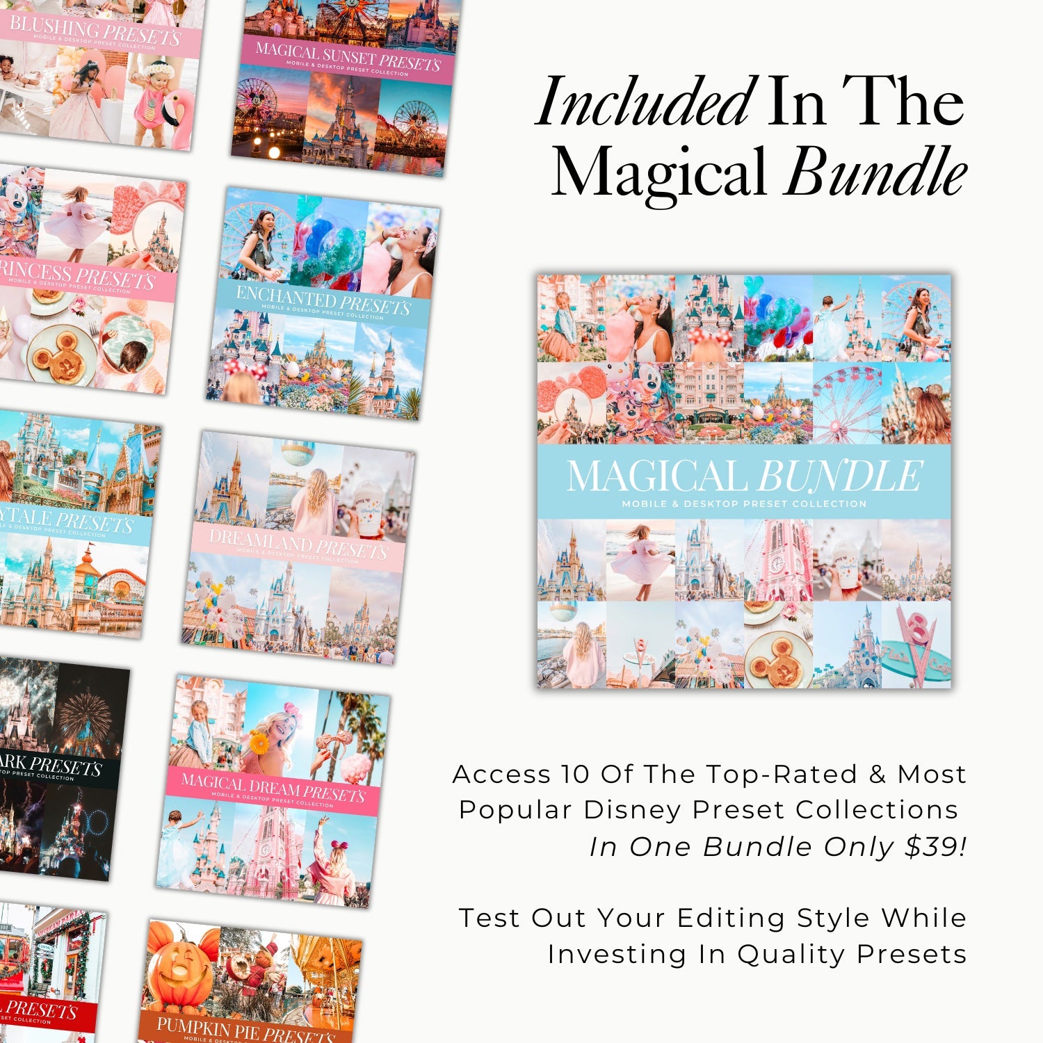 Magical Disney Preset Bundle By Lou And Marks Presets For Adobe Lightroom Disney and Disneyland Photo Editing