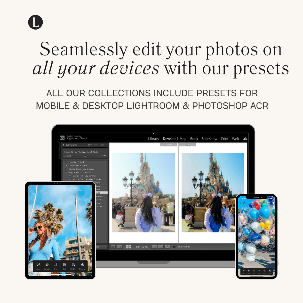 Magical Disney Film Lightroom Presets for Disney Photo editing for photographers and Instagram Influencers in Adobe Lightroom by Lou And Marks Presets Mobile and Desktop Photo Filters