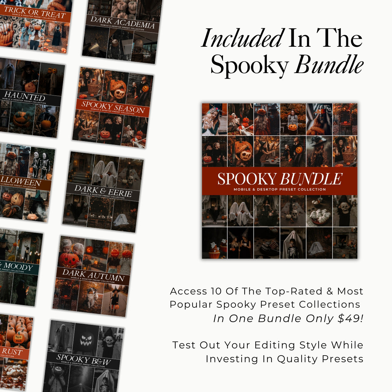Spooky Halloween Lightroom presets best fall and autumn photo editing filters for instagram and presets for photographers in Adobe Lightroom mobile and Desktop By Lou And Marks Presets