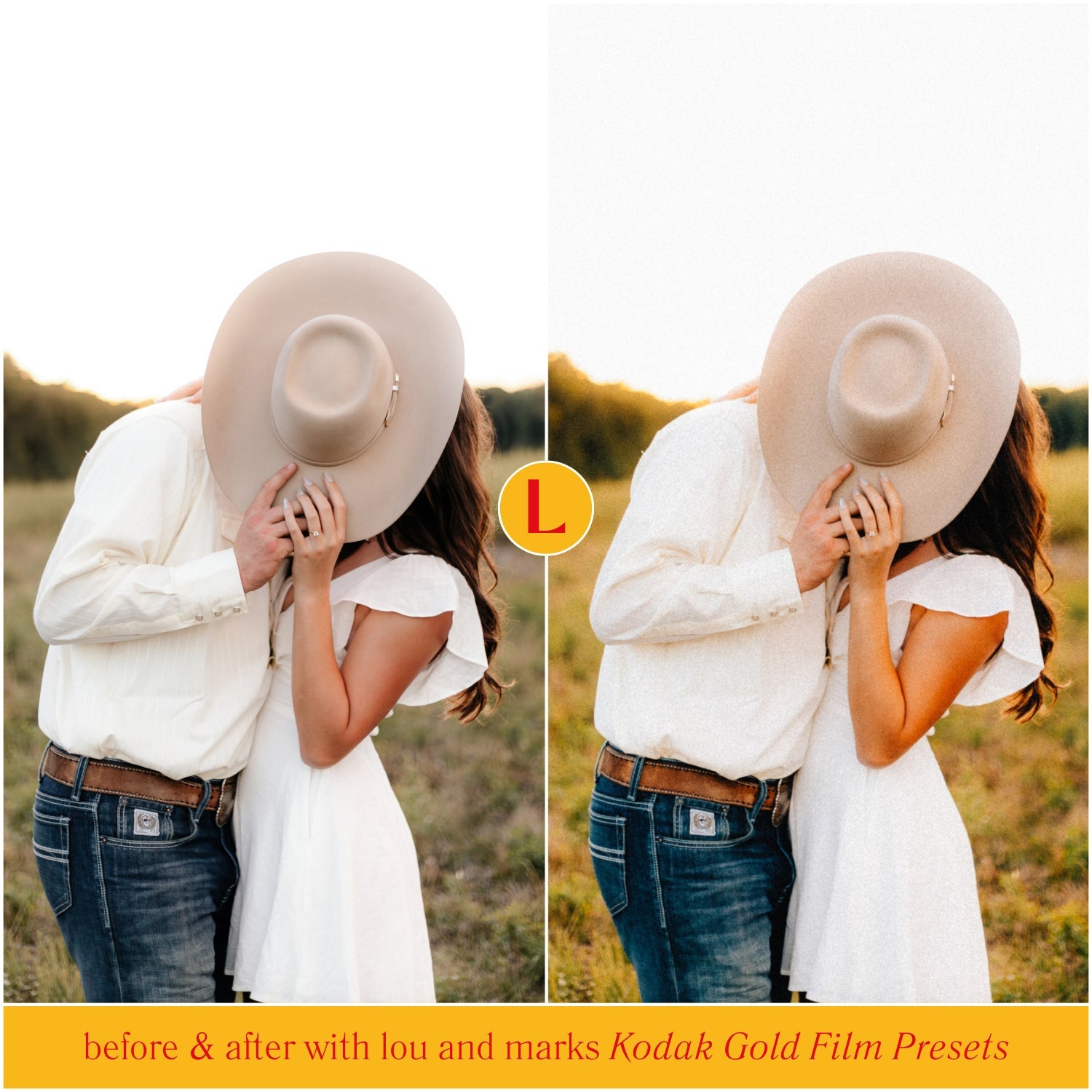 Kodak Gold Film Lightroom Presets for photographer photo editing and Instagram photo editing in Adobe Lightroom in one click for portraits